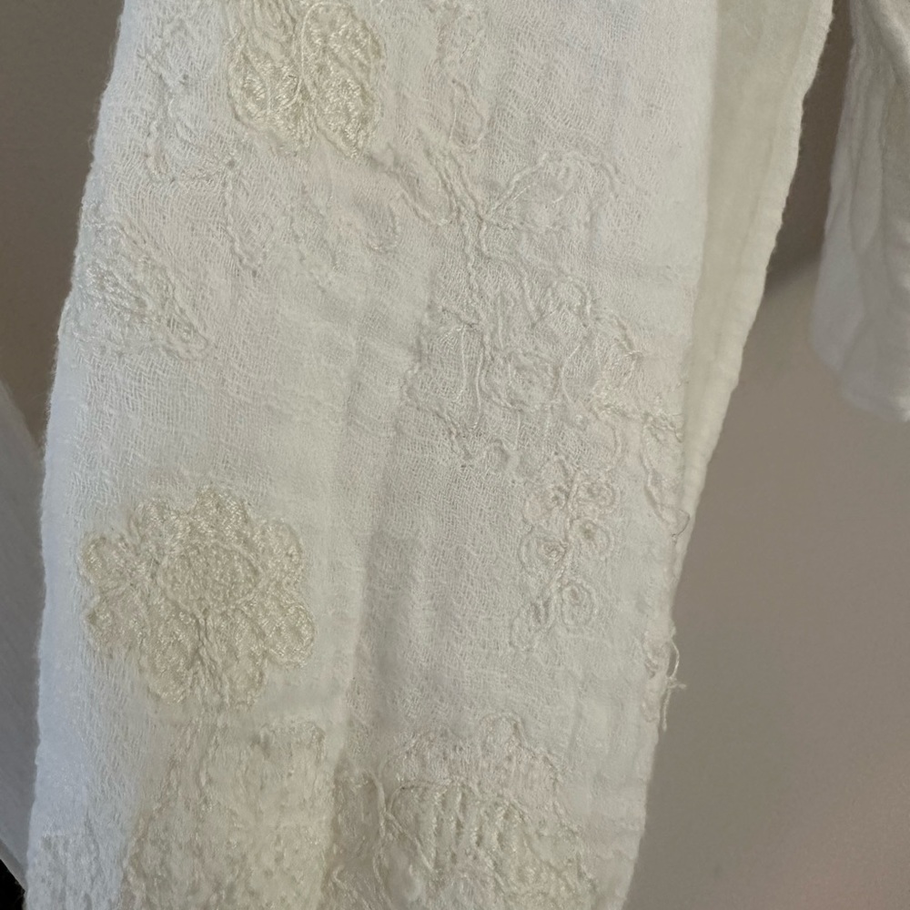 Zara XS floral embroidery gauzy tunic top - Picture 5 of 11
